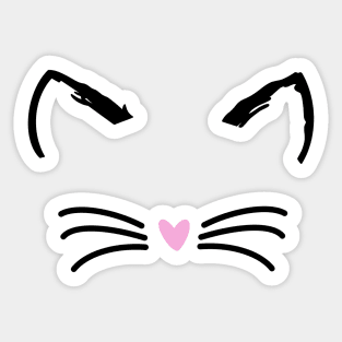 Cat face, Wiskers, Pink nose, Cute Cat Sticker